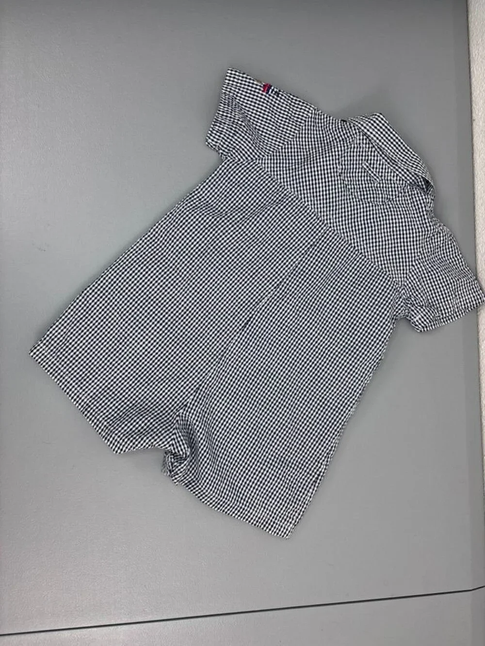Vintage Carter's baby boy 6-9 month navy seersucker romper casual shorts